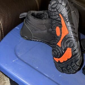 Black Ankle Boots with Orange Sole